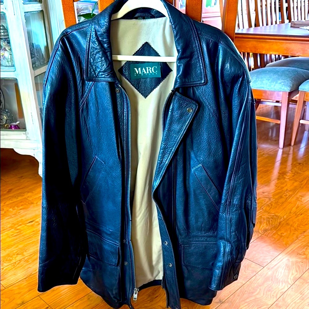 Andrew Marc Black Leather Jacket for Men, Marc New York, EUC